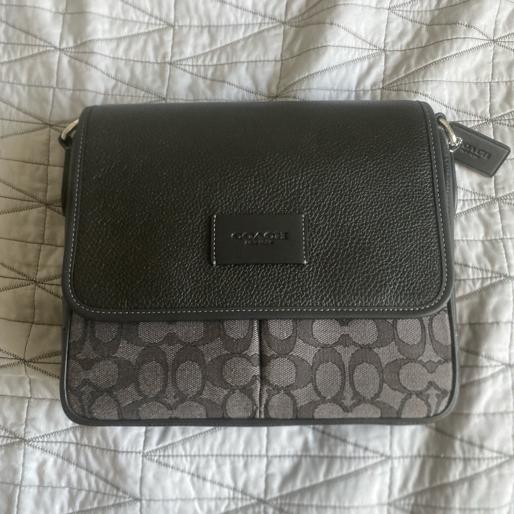 Coach Signature Black and Gray Messenger Bag